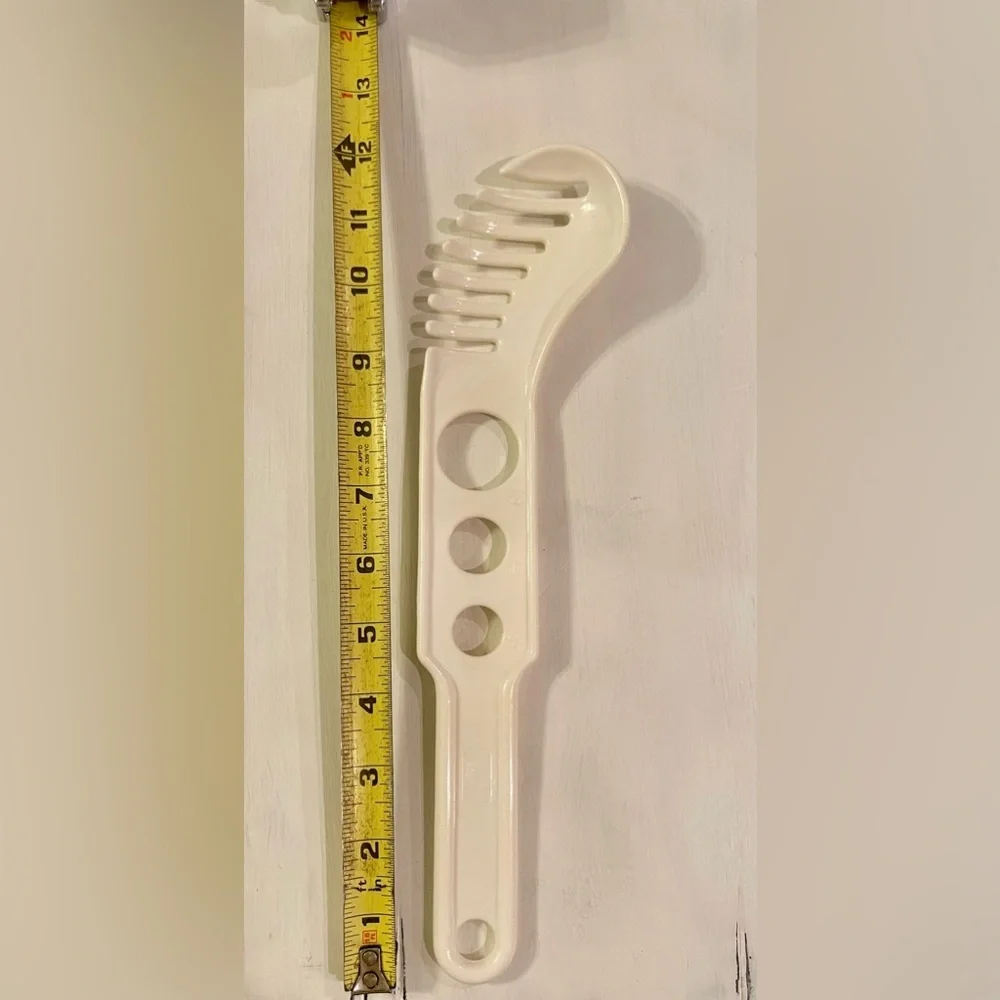 Vintage EKCO Pasta Spaghetti Server Measure‎ Spoon Fork Strainer Ivory Color 12
